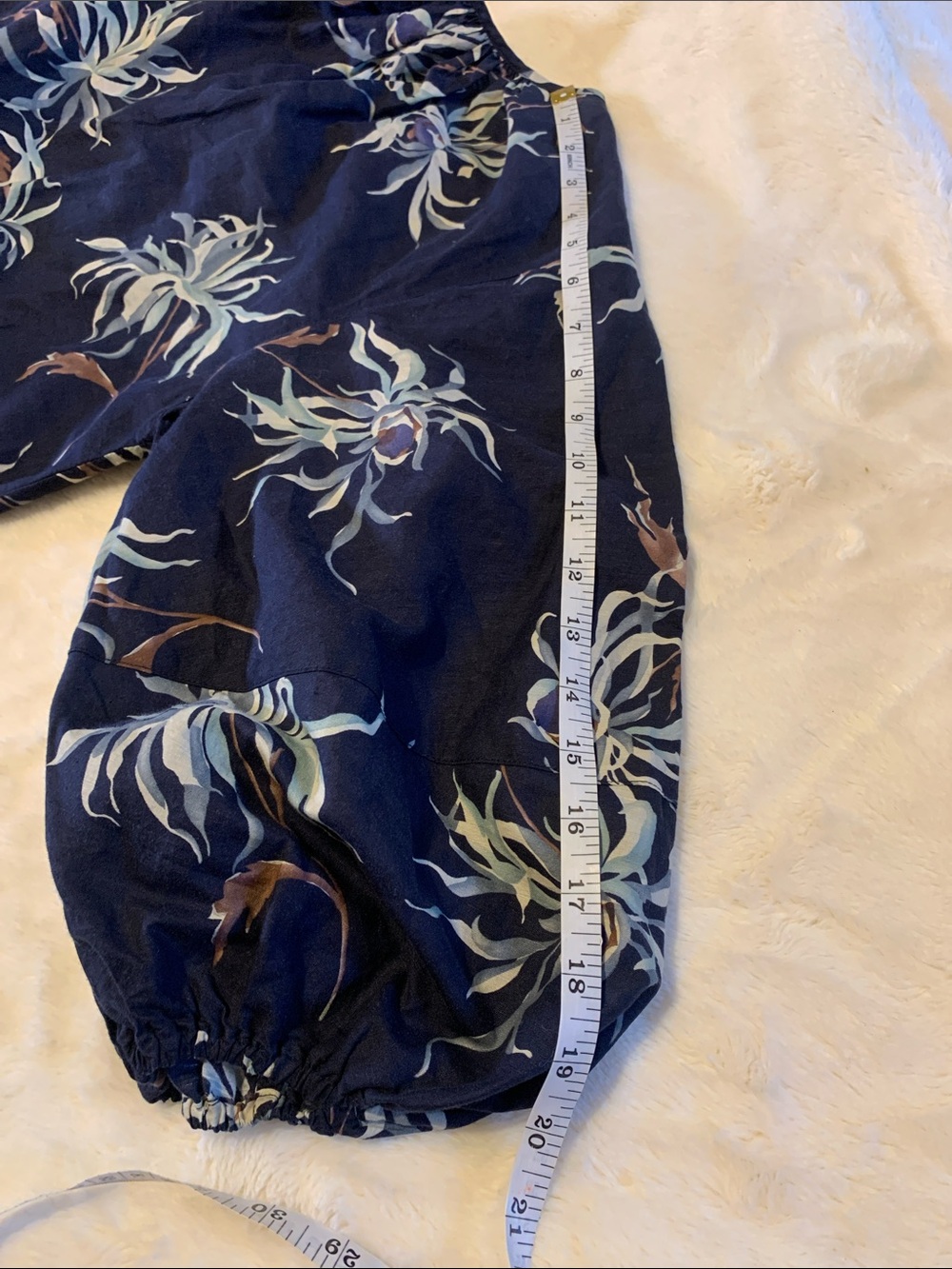 ANN MASHBURN Navy Floral Maxi Dress with Cream and Tan Accents - Picture 4 of 9